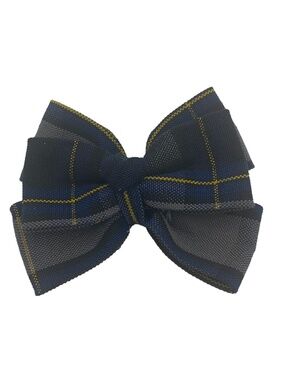 Back to School Uniform Plaid Small Bow with Heart Button Center- Plaid 87
